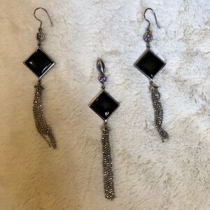 Black Onyx and Amethyst pendant & Earrings